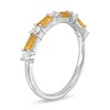 Thumbnail Image 3 of Baguette Citrine and Lab-Created White Sapphire Alternating Four Stone Ring in Sterling Silver
