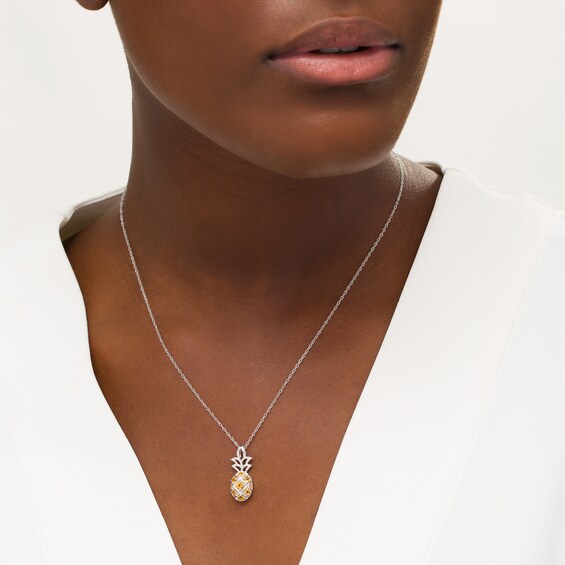 Citrine Pineapple Pendant in Sterling Silver
