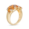 Sideways Oval Madeira Citrine and White Topaz Triple Row Ring in Sterling Silver with 14K Gold Plate