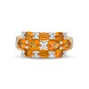Thumbnail Image 4 of Sideways Oval Madeira Citrine and White Topaz Triple Row Ring in Sterling Silver with 14K Gold Plate