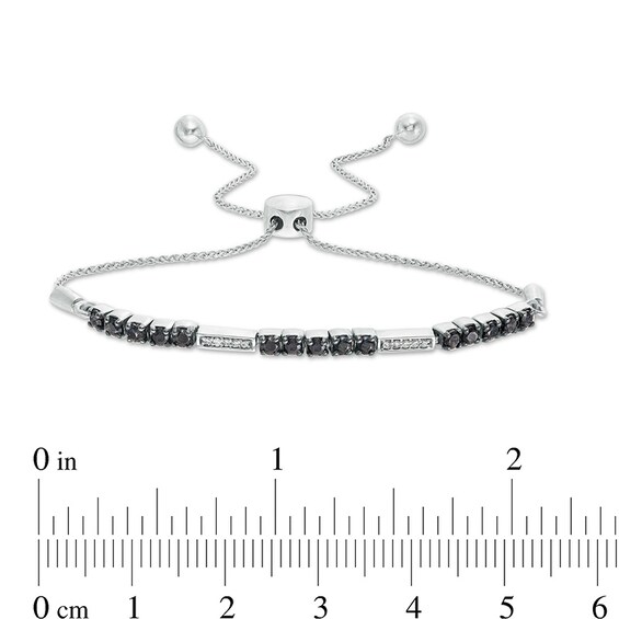 3/4 CT. T.w. Enhanced Black and White Diamond Stripes Bolo Bracelet in Sterling Silver - 9.5"