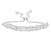 Thumbnail Image 1 of 1/10 CT. T.W. Diamond Cascading Infinity with Flowers Bolo Bracelet in Sterling Silver - 9.5"