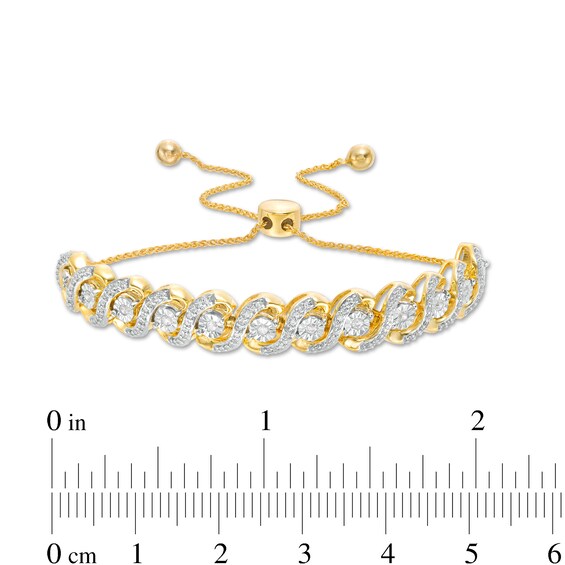 1/2 CT. T.W. Diamond Cascading Bolo Bracelet in Sterling Silver and 14K G