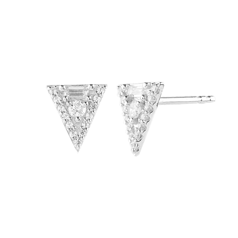 Main Image 1 of 1/4 CT. T.W. Diamond Inverted Triangle Stud Earrings in 10K White Gold