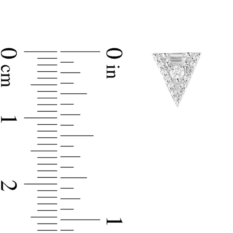Main Image 3 of 1/4 CT. T.W. Diamond Inverted Triangle Stud Earrings in 10K White Gold