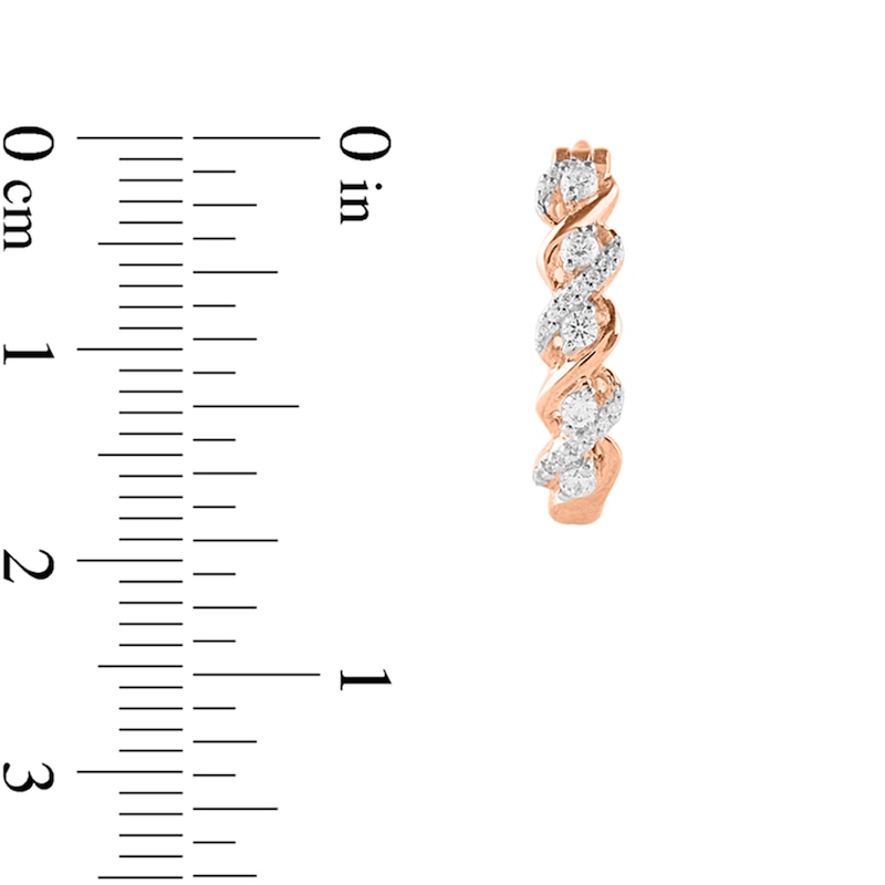 Main Image 3 of 1/3 CT. T.W. Diamond Cascading Five Stone Hoop Earrings in 10K Rose Gold
