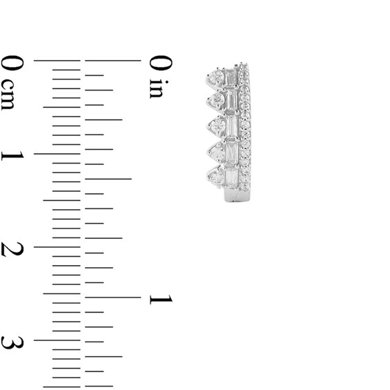 1/2 CT. T.W. Diamond Crown Hoop Earrings in 10K White Gold 1/2 CT. T.W. Diamond Crown Hoop Earrings in 10K White Gold