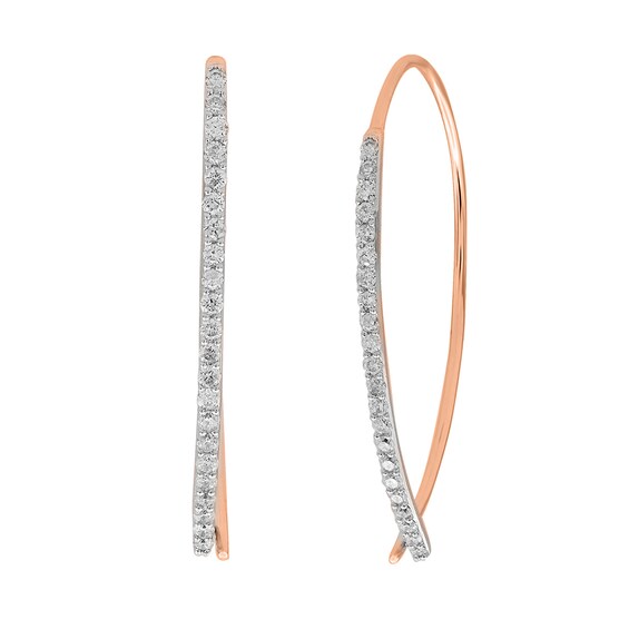 1/2 CT. T.W. Diamond Threader Hoop Earrings in 10K Rose Gold 1/2 CT. T.W. Diamond Threader Hoop Earrings in 10K Rose Gold