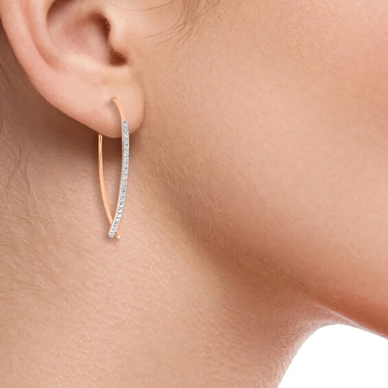 1/2 CT. T.W. Diamond Threader Hoop Earrings in 10K Rose Gold 1/2 CT. T.W. Diamond Threader Hoop Earrings in 10K Rose Gold