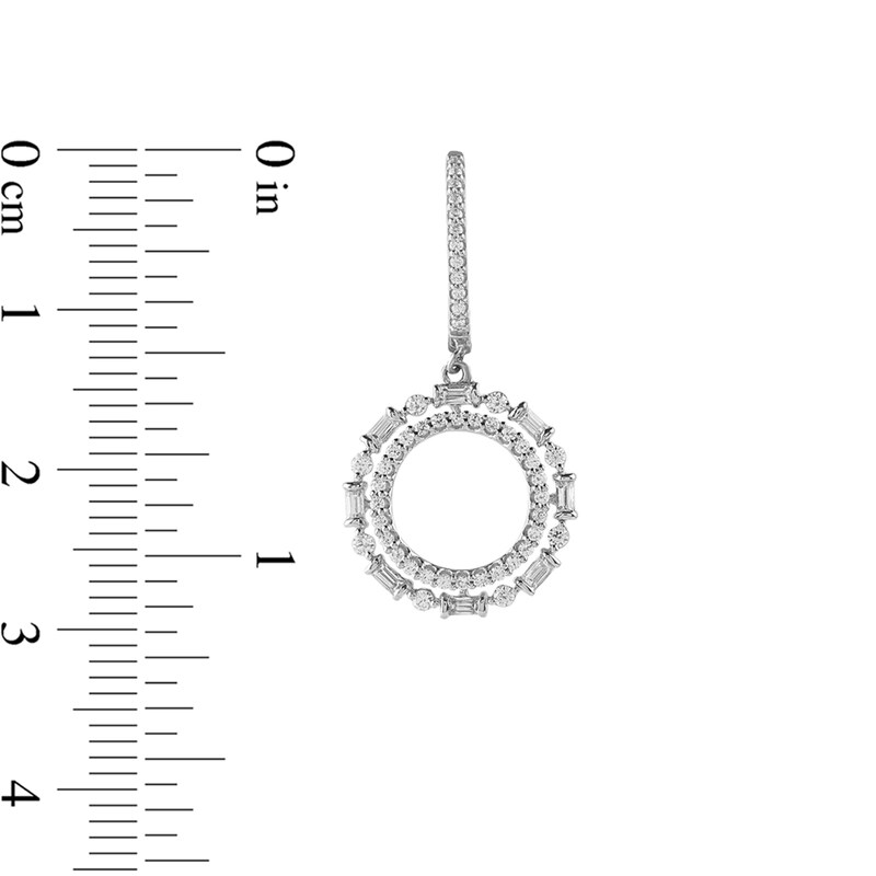 3/4 CT. T.W. Diamond Double Open Circle Drop Earrings in 10K White Gold