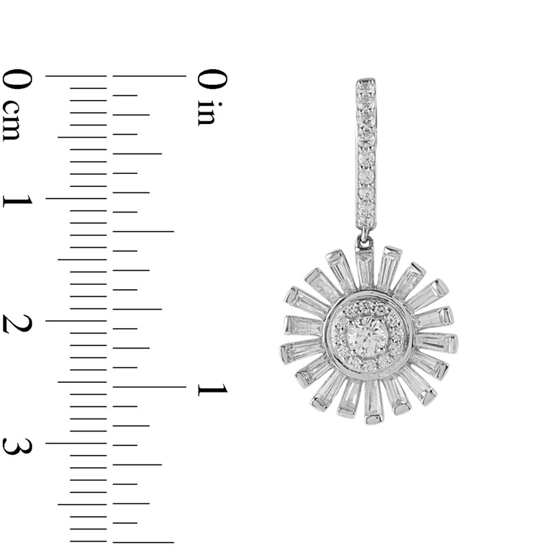 2 CT. T.W. Diamond Sunflower Drop Earrings in 10K White Gold