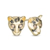 Thumbnail Image 1 of Wonder Woman™ Collection 1/15 CT. T.W. Champagne Diamond Cheetah Stud Earrings in 10K Gold and Black Rhodium