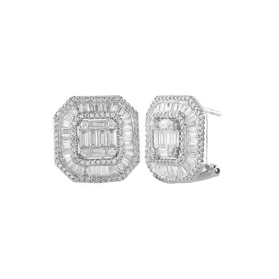 2 CT. T.W. Composite Diamond Octagonal Frame Stud Earrings in 10K White Gold 2 CT. T.W. Composite Diamond Octagonal Frame Stud Earrings in 10K White Gold