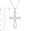 Thumbnail Image 3 of 5.0mm Freshwater Cultured Pearl and Lab-Created White Sapphire Gothic-Style Cross Pendant in Sterling Silver