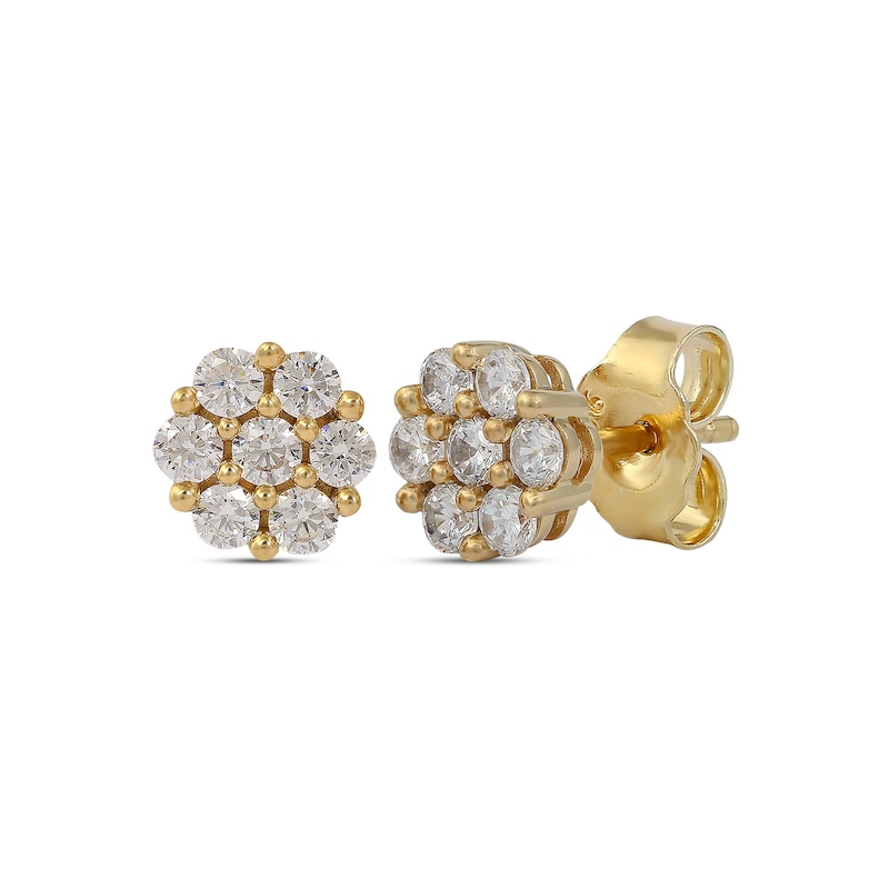 1/3 CT. T.W. Composite Diamond Flower Stud Earrings in 10K Gold