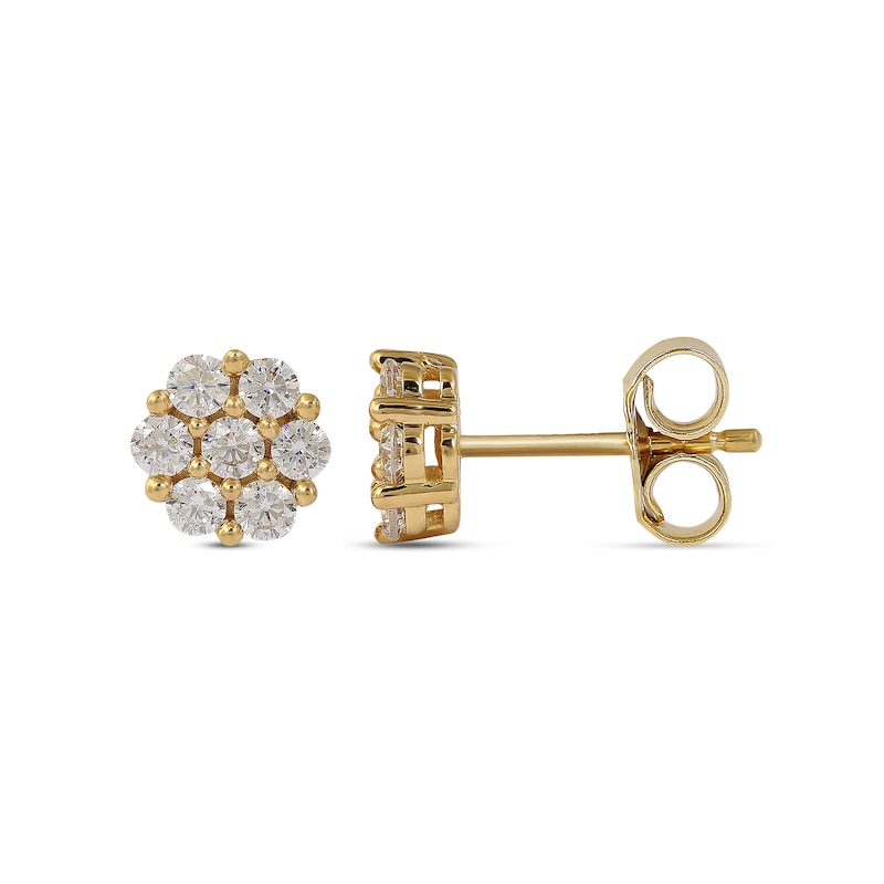 Main Image 2 of 1/3 CT. T.W. Composite Diamond Flower Stud Earrings in 10K Gold