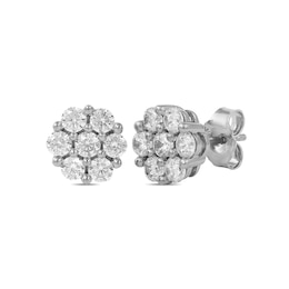 1 CT. T.W. Multi-Diamond Flower Stud Earrings in 10K White Gold