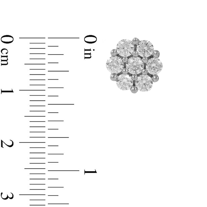 Main Image 3 of 1 CT. T.W. Multi-Diamond Flower Stud Earrings in 10K White Gold