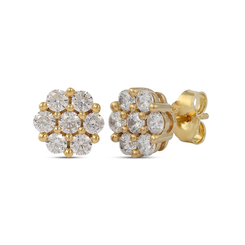 Main Image 1 of 1 CT. T.W. Multi-Diamond Flower Stud Earrings in 10K Gold