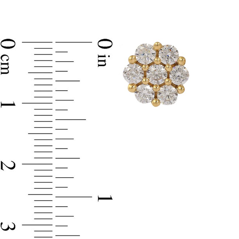 Main Image 3 of 1 CT. T.W. Multi-Diamond Flower Stud Earrings in 10K Gold