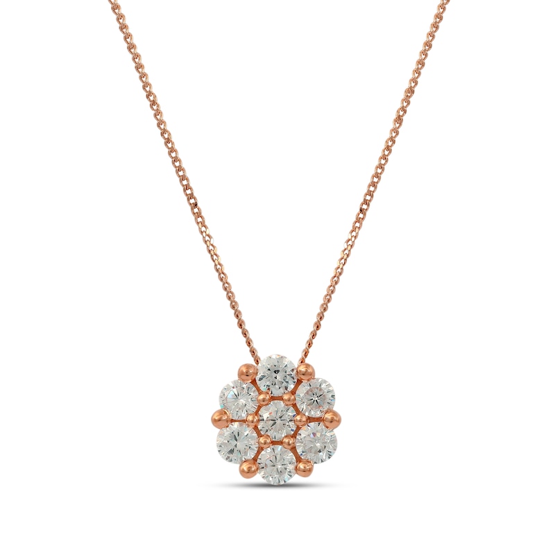 Main Image 1 of 1/5 CT. T.W. Composite Diamond Flower Pendant in 10K Rose Gold