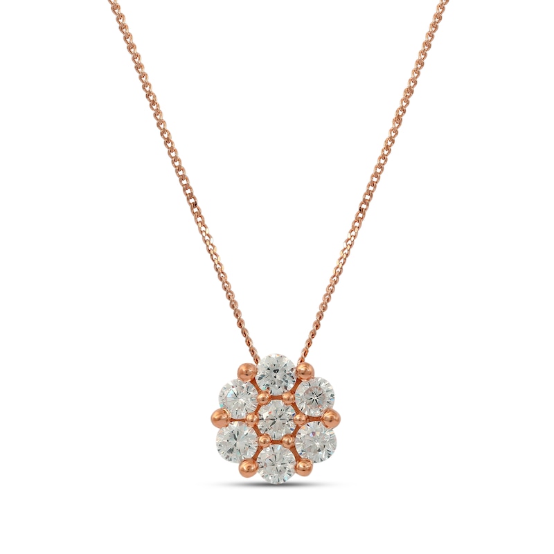 1/5 CT. T.W. Composite Diamond Flower Pendant in 10K Rose Gold | Zales