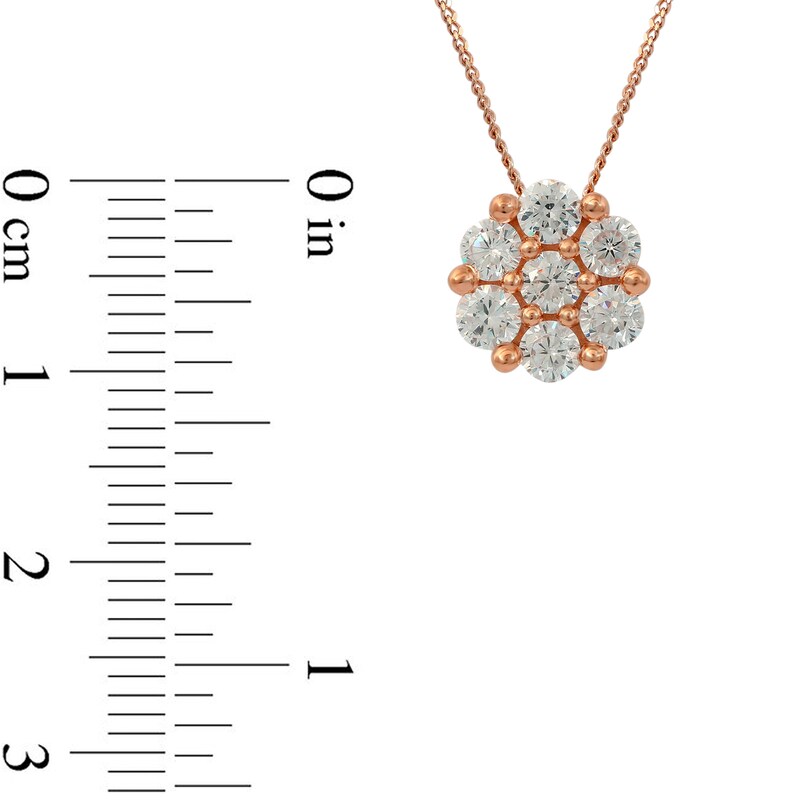 Main Image 4 of 1/5 CT. T.W. Composite Diamond Flower Pendant in 10K Rose Gold
