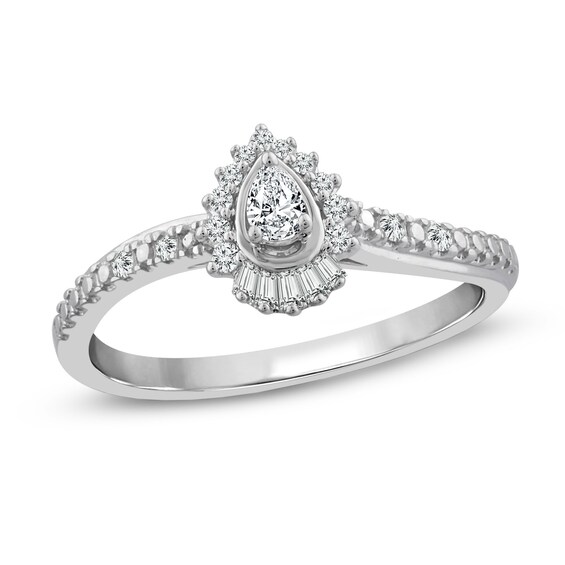 1/5 CT. T.W. Pear-Shaped Diamond Shadow Frame Promise Ring in 10K White Gold 1/5 CT. T.W. Pear-Shaped Diamond Shadow Frame Promise Ring in 10K White Gold