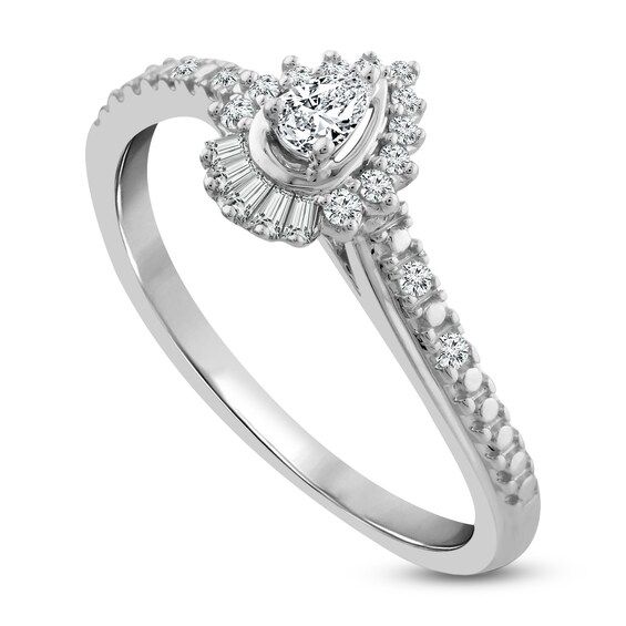 1/5 CT. T.W. Pear-Shaped Diamond Shadow Frame Promise Ring in 10K White Gold 1/5 CT. T.W. Pear-Shaped Diamond Shadow Frame Promise Ring in 10K White Gold