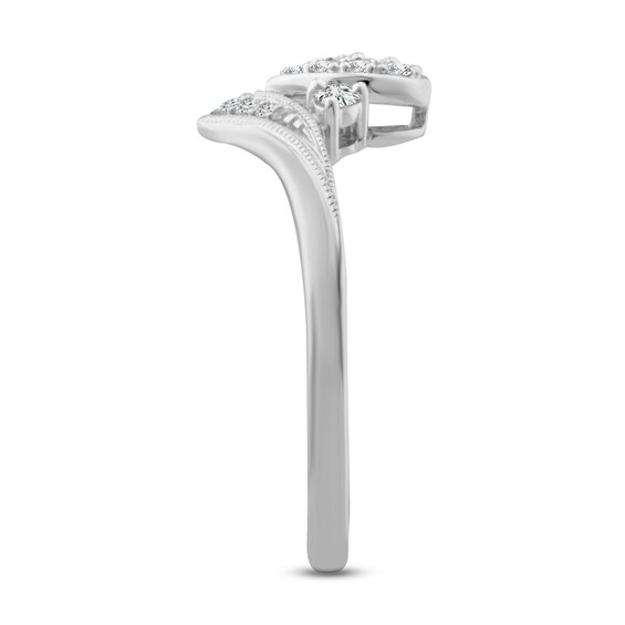 1/6 CT. T.W. Composite Teardrop Diamond Vintage-Style Chevron Promise Ring in 10K White Gold 1/6 CT. T.W. Composite Teardrop Diamond Vintage-Style Chevron Promise Ring in 10K White Gold