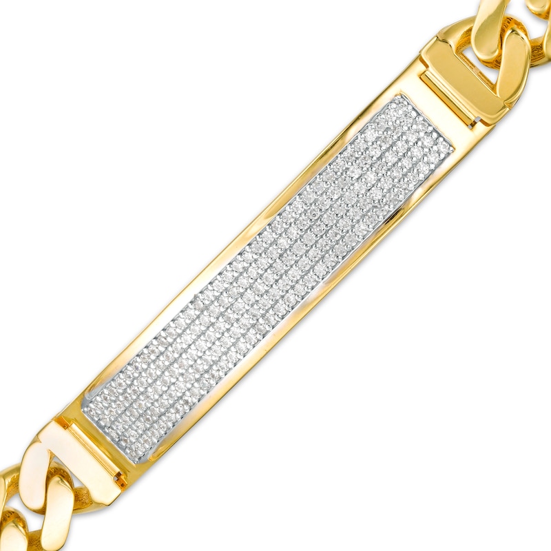 Main Image 1 of 1-3/8 CT. T.W. Diamond ID Curb Chain Bracelet in 10K Gold - 8.25"