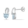6.0mm Heart-Shaped Aquamarine and Diamond Accent Loop Drop Earrings in Sterling Silver