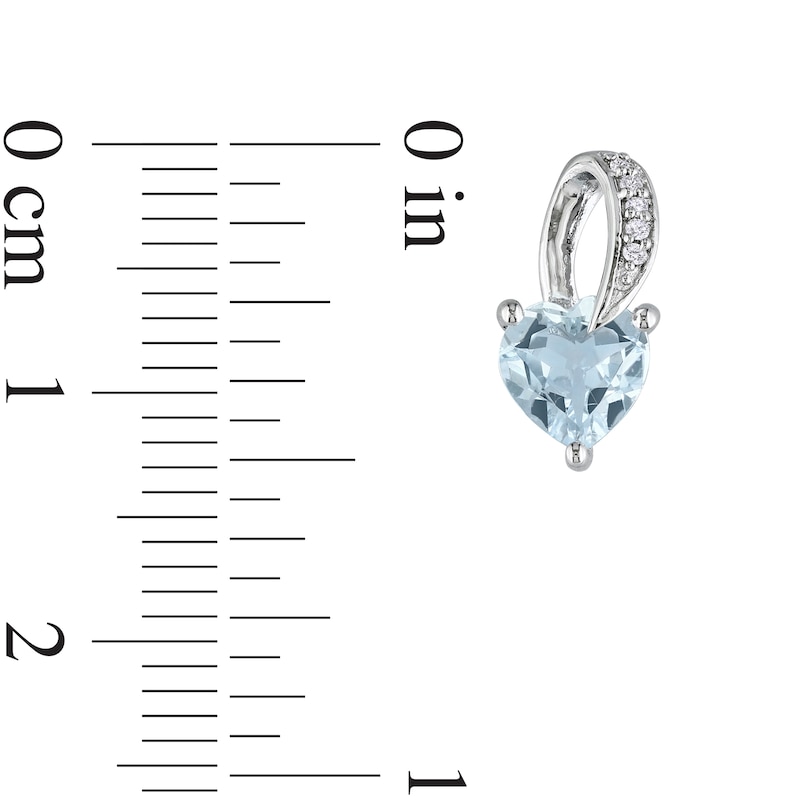 6.0mm HeartShaped Aquamarine and Diamond Accent Loop Drop Earrings in