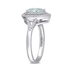 Pear-Shaped Aquamarine and 1/4 CT. T.W. Diamond Open Double Frame Split Shank Ring in 14K White Gold
