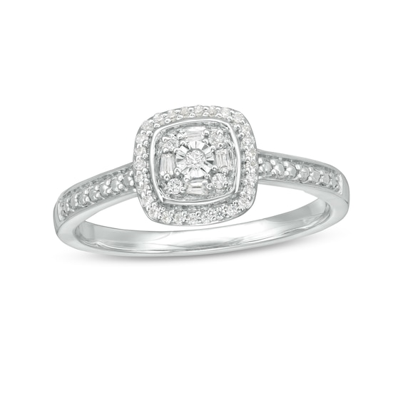 1/8 CT. T.w. Diamond Cushion Frame Promise Ring in Sterling Silver