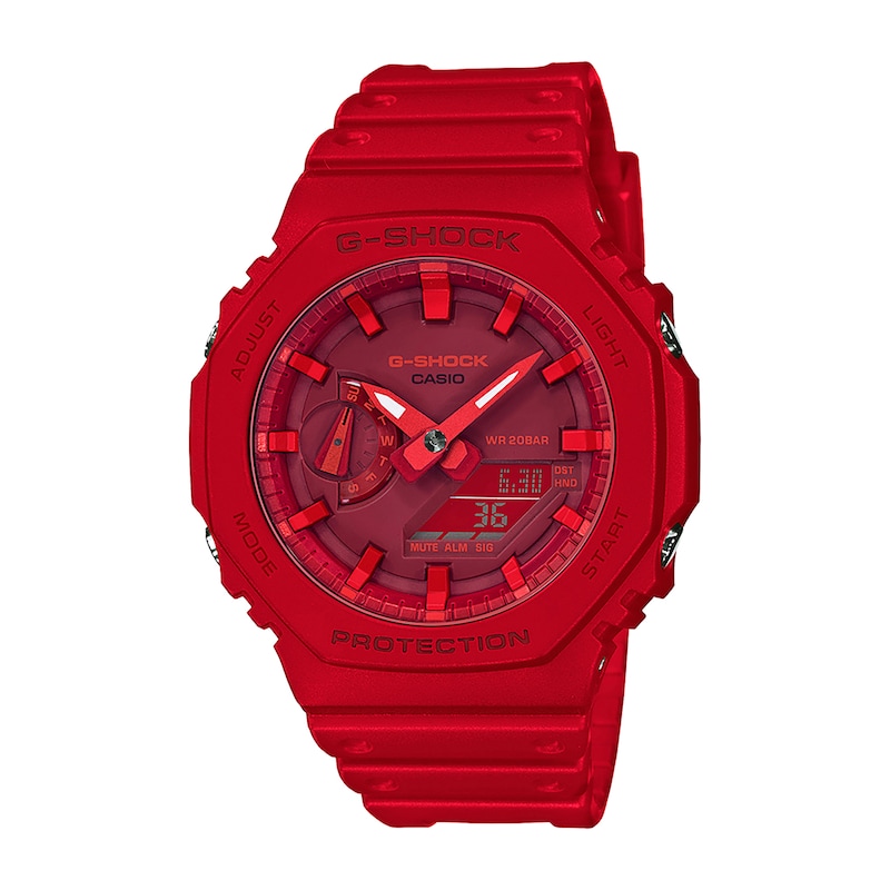 tåge Stewart ø bifald Men's Casio G-Shock Classic Red Resin Strap Watch with Red Dial (Model:  GA2100-4A) | Zales