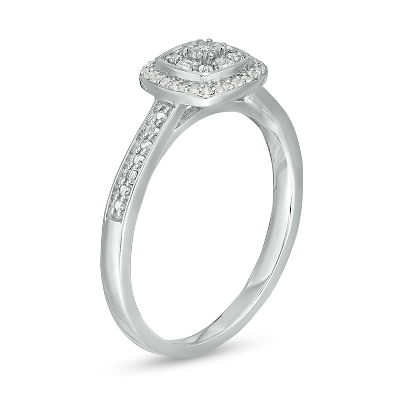 Main Image 3 of 1/8 CT. T.W. Diamond Cushion Frame Promise Ring in Sterling Silver