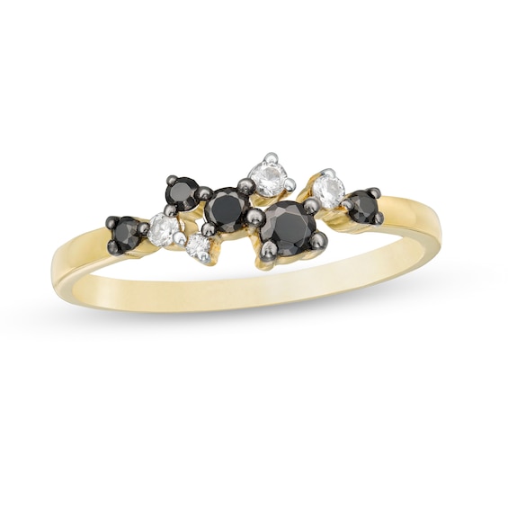 1/4 CT. T.W. Enhanced Black and White Diamond Scatter Ring in 10K Gold 1/4 CT. T.W. Enhanced Black and White Diamond Scatter Ring in 10K Gold