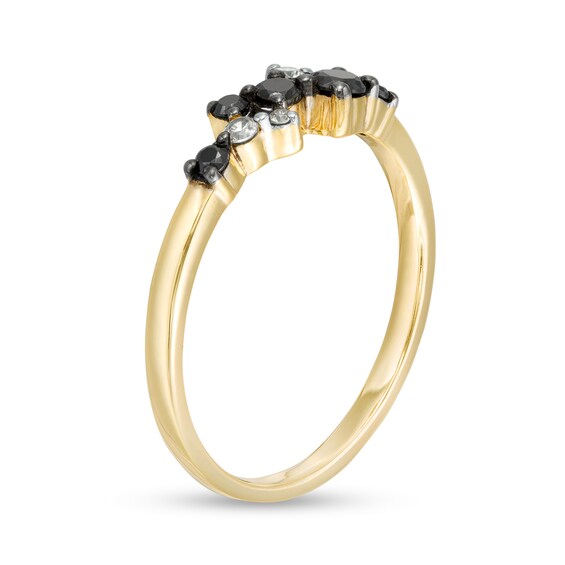 1/4 CT. T.W. Enhanced Black and White Diamond Scatter Ring in 10K Gold 1/4 CT. T.W. Enhanced Black and White Diamond Scatter Ring in 10K Gold