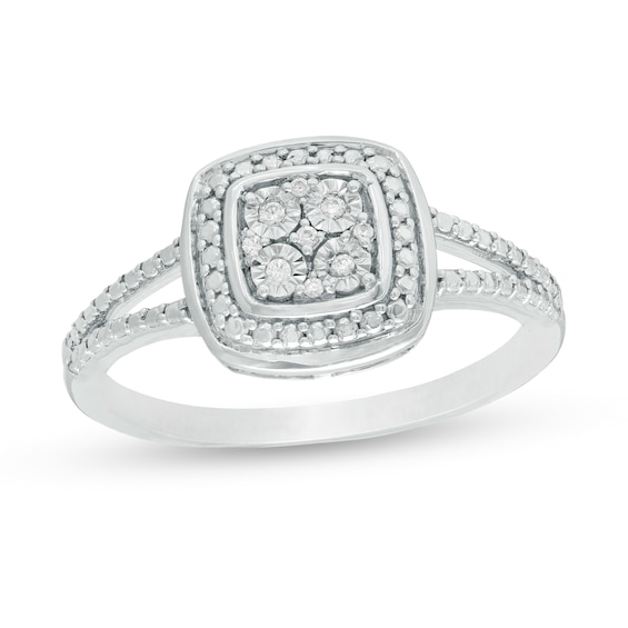 Composite Diamond Accent Cushion Frame Split Shank Ring in 10K White Gold Composite Diamond Accent Cushion Frame Split Shank Ring in 10K White Gold