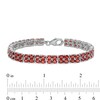 Thumbnail Image 4 of Oval Garnet Double Row Tennis Bracelet in Sterling Silver - 7.25"