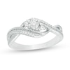 Thumbnail Image 1 of 1/10 CT. T.W. Diamond Three Stone Twist Shank Promise Ring in Sterling Silver