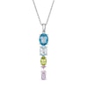 Thumbnail Image 1 of Oval Multi-Gemstone Graduated Five Stone Linear Drop Pendant in Sterling Silver