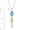 Thumbnail Image 3 of Oval Multi-Gemstone Graduated Five Stone Linear Drop Pendant in Sterling Silver