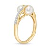 Thumbnail Image 2 of 5.0-6.5mm Cultured Freshwater Pearl and White Topaz Bypass Ring in Sterling Silver with 14K Gold Plate - Size 7