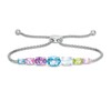Thumbnail Image 1 of Sideways Oval Multi-Gemstone Graduated Seven Stone Bolo Bracelet in Sterling Silver - 9.25"