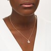 Thumbnail Image 2 of Pear-Shaped Morganite and 1/6 CT. T.W. Diamond Double Frame Drop Pendant in 10K Rose Gold