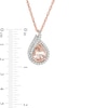 Thumbnail Image 3 of Pear-Shaped Morganite and 1/6 CT. T.W. Diamond Double Frame Drop Pendant in 10K Rose Gold