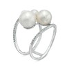 Thumbnail Image 3 of 4.5-8.5mm Freshwater Cultured Pearl and Lab-Created White Sapphire Cluster Open Shank Ring in 10K White Gold-Size 7