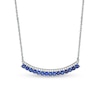 Thumbnail Image 1 of Lab-Created Blue and White Sapphire Double Row Curved Bar Necklace in Sterling Silver